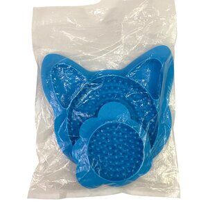 Licking Mat for Pets Cat Dog Blue Silicone Slow Feeder Dish or Enrichment Toy